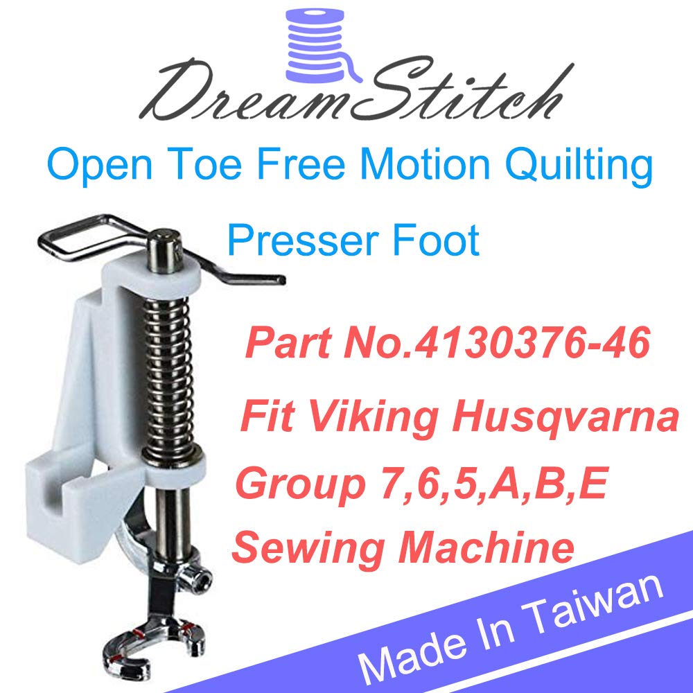 DREAMSTITCH 4130376-46 Open Toe Free Motion Quilting Darning Spring Presser Foot for Viking Husqvarna Group 7,6,5,A,B,E - 4130376-46
