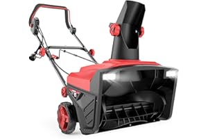 ECOMAX Powerful 120V Electric Snow Blower with Double LED Lights, 19.5 inch Clearing Width, 10 inch Clearing Depth, 30 Ft Throw Distance, 3000 RPM Lightweight, Efficient Snow Removal, Model: ELG10