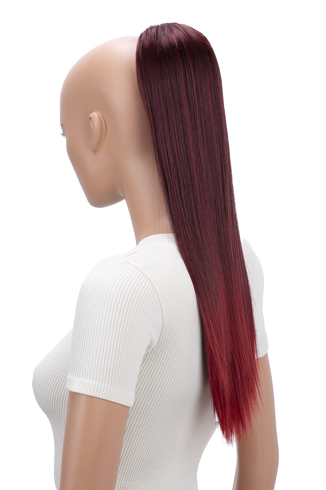CAISHA 22" Hairpiece Ponytail Extension Heat-Resistant Synthetic Fiber Straigth Red Mix PH523