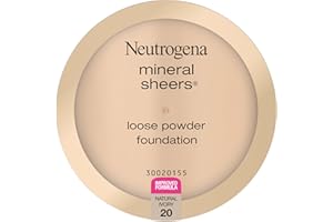 Neutrogena Mineral Sheers Loose Powder Makeup Foundation, Lightweight Face Makeup, Sheer to Medium Buildable Coverage, Sensitive Skin Foundation with Vitamins A, C, & E, Natural Ivory 20, .19 oz