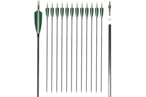 Jocoo 12Pack 30-inch Carbon Arrow with 4" Turkey Feathers, Hunting/Targeting Arrow for Compound Recurve Longbow