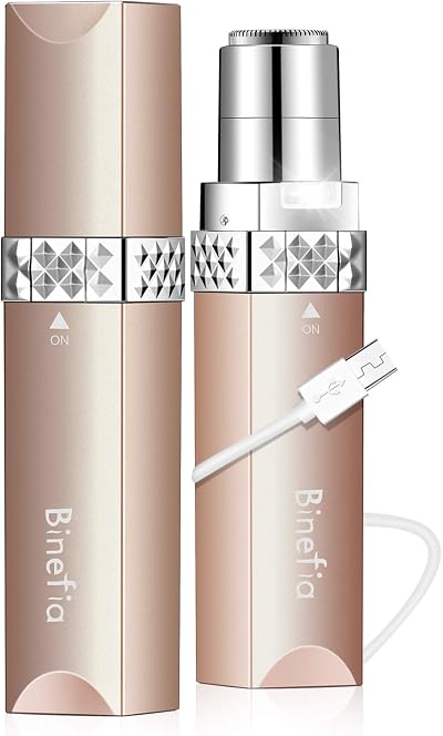 Binefia Facial Hair Remover USB Rechargeable Painless Lip Chin Trimmer