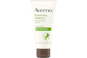 Aveeno Positively Radiant Skin Brightening Exfoliating Daily Facial Scrub, Moisture-Rich Soy Extract, helps improve skin tone & texture, Oil-& Soap-Free, Hypoallergenic, Travel Size, 2 oz