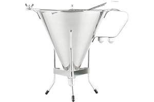 Homend Confectionery Funnel with Stand and Three Nozzles Stainless Steel Commercial Grade Cake Decorating Tool Precise Dispen