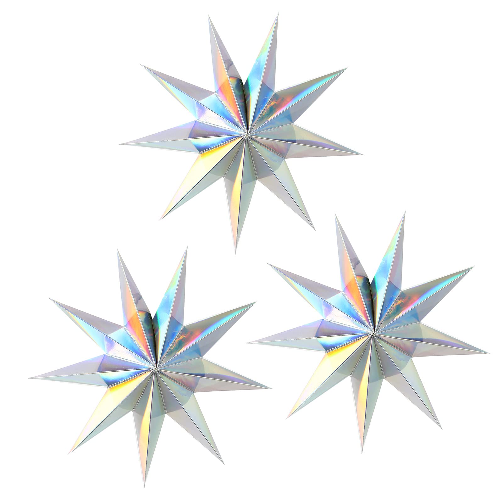 3 Pieces 9-Pointed White Paper Star Christmas Decorations Ceiling Tree Decorations Room Hanging Hanging Lampshade Christmas Holiday, Baby Shower,Weddings, Birthday Party Decorations (Bright color)