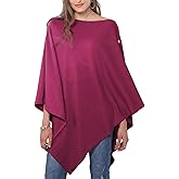 MissShorthair Versatile Women's Poncho Shawl Wrap Soft Lightweight Knitted Cape Scarf for Spring Summer Fall Winter Mulberry