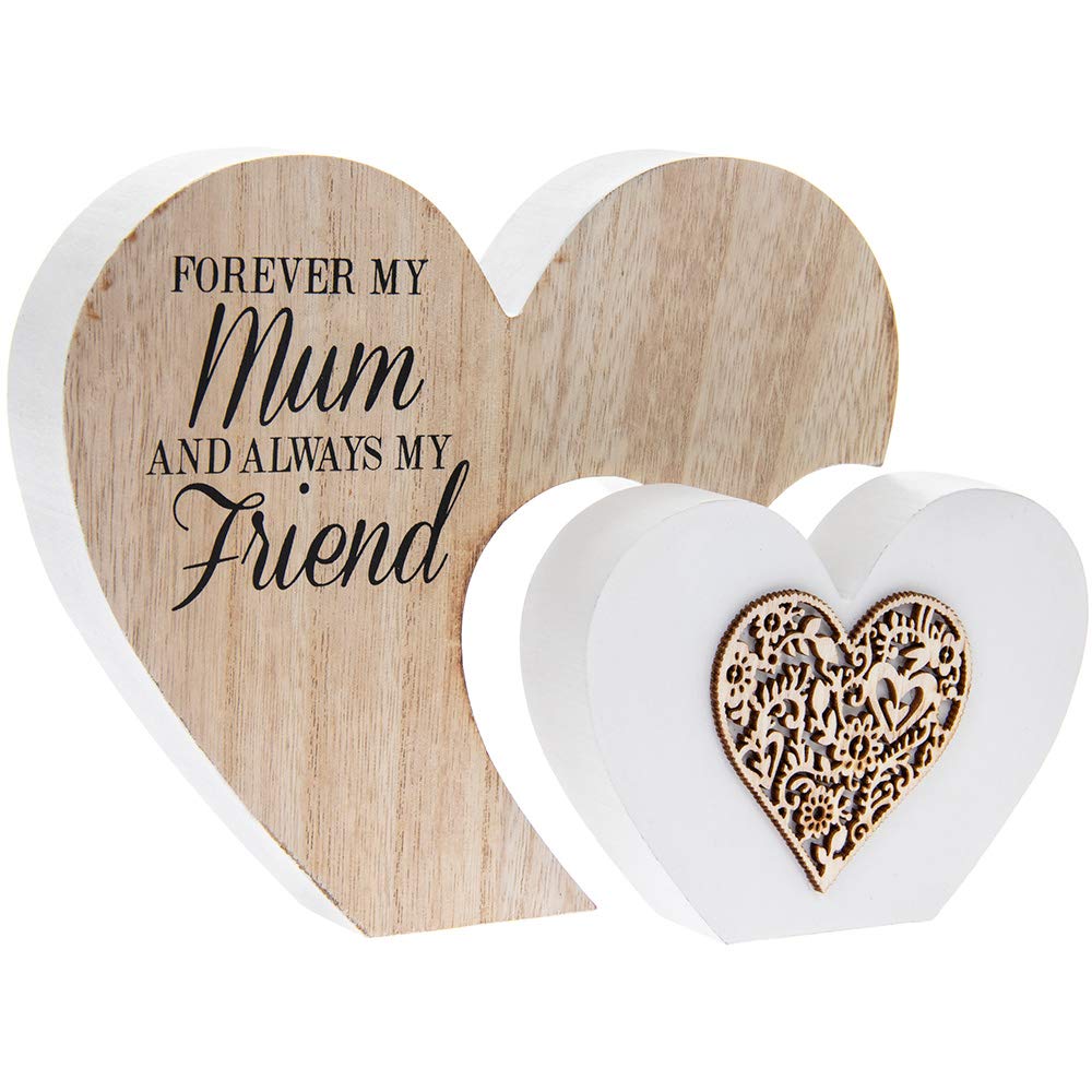 Plaque | Double Heart Mum Sentiments | 1 Piece - 22x3x16 cm