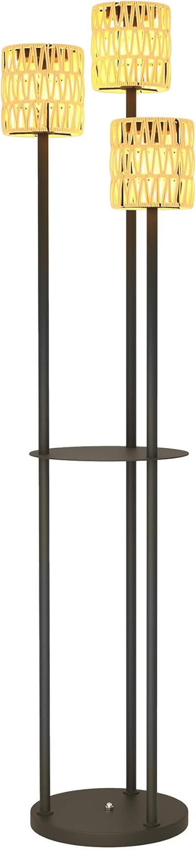 Outsunny Solar Stehlampe Rattan Solarlampen mit Lichtsensor 3 Lichte Regal Solarleuchte im Boho-Stil IP44 Solarlampe Outdoor Lampe Solarlaterne für Garten Balkon Außen Rasen Ø37 x 144H cm