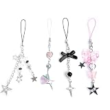 Ruittos 4PCS Cute Phone Charms Aesthetic Y2K Cellphone Charms Strap Pink Strawberry Butterfly Star Charm Y2K Accessories for Phone Bag Keychain Airpods Camera Pendants Decor (Style 1, 4)