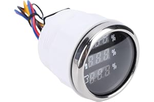 Tbest Digital Water Level Sewage Gauge 52mm 2 in 1 Multifunction White Backlight ABS Stainless Steel for RVs Trucks Boats Yac