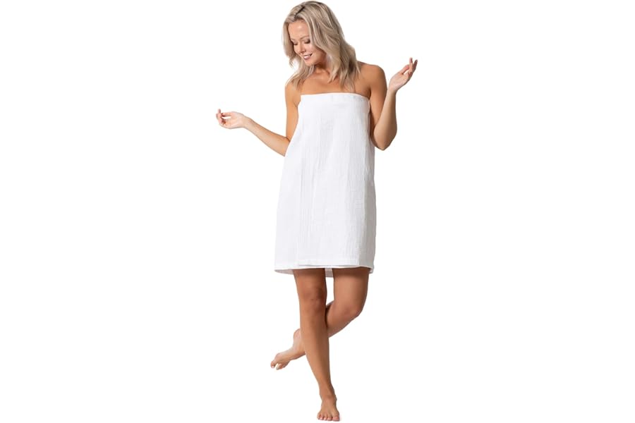 Turkish Linen Women’s Waffle Spa Body Wrap with Adjustable Closure