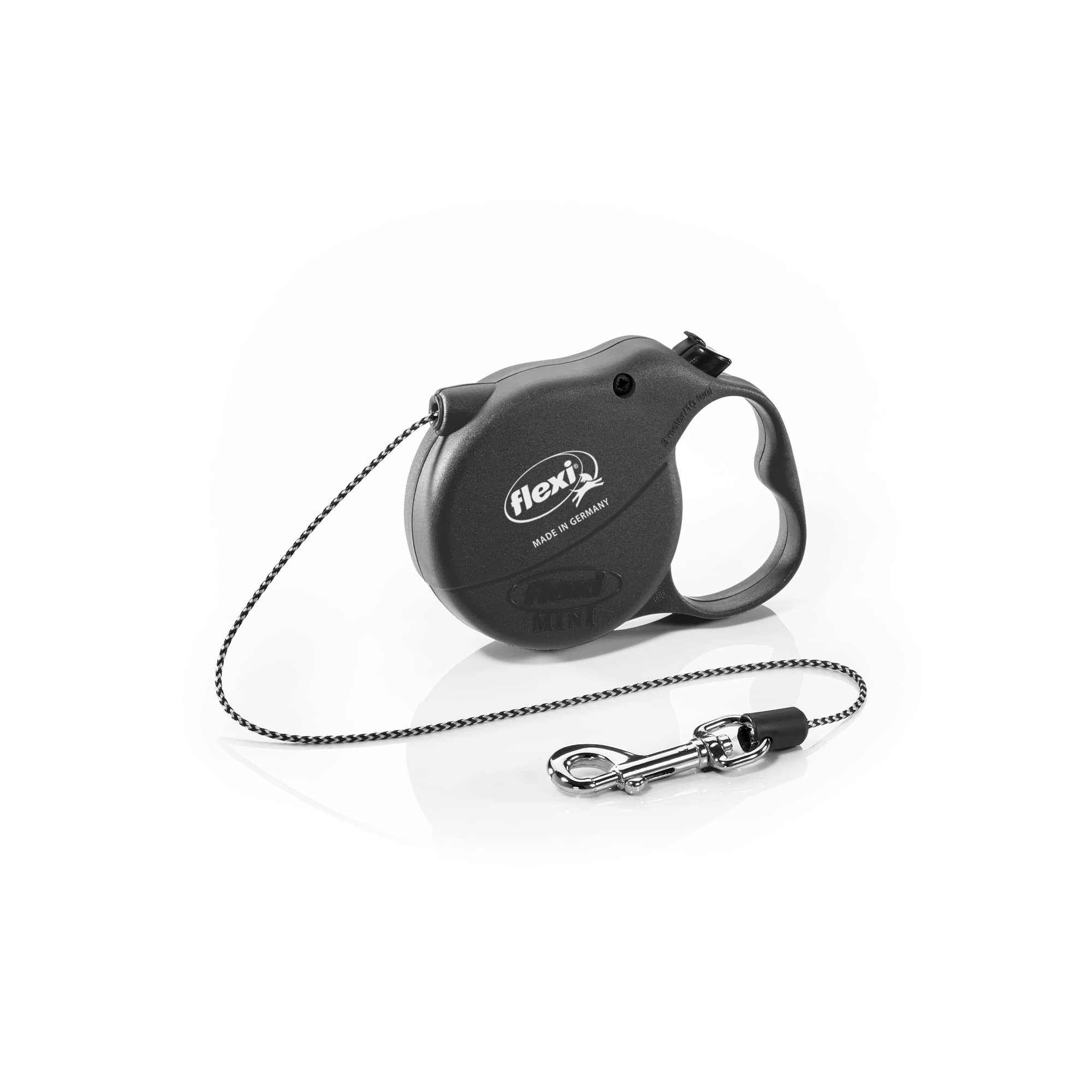 Flexi Basic Standard Cord Black Mini Extra Small 3m Retractable Dog Leash/Lead for dogs up to 8kgs/18lbs