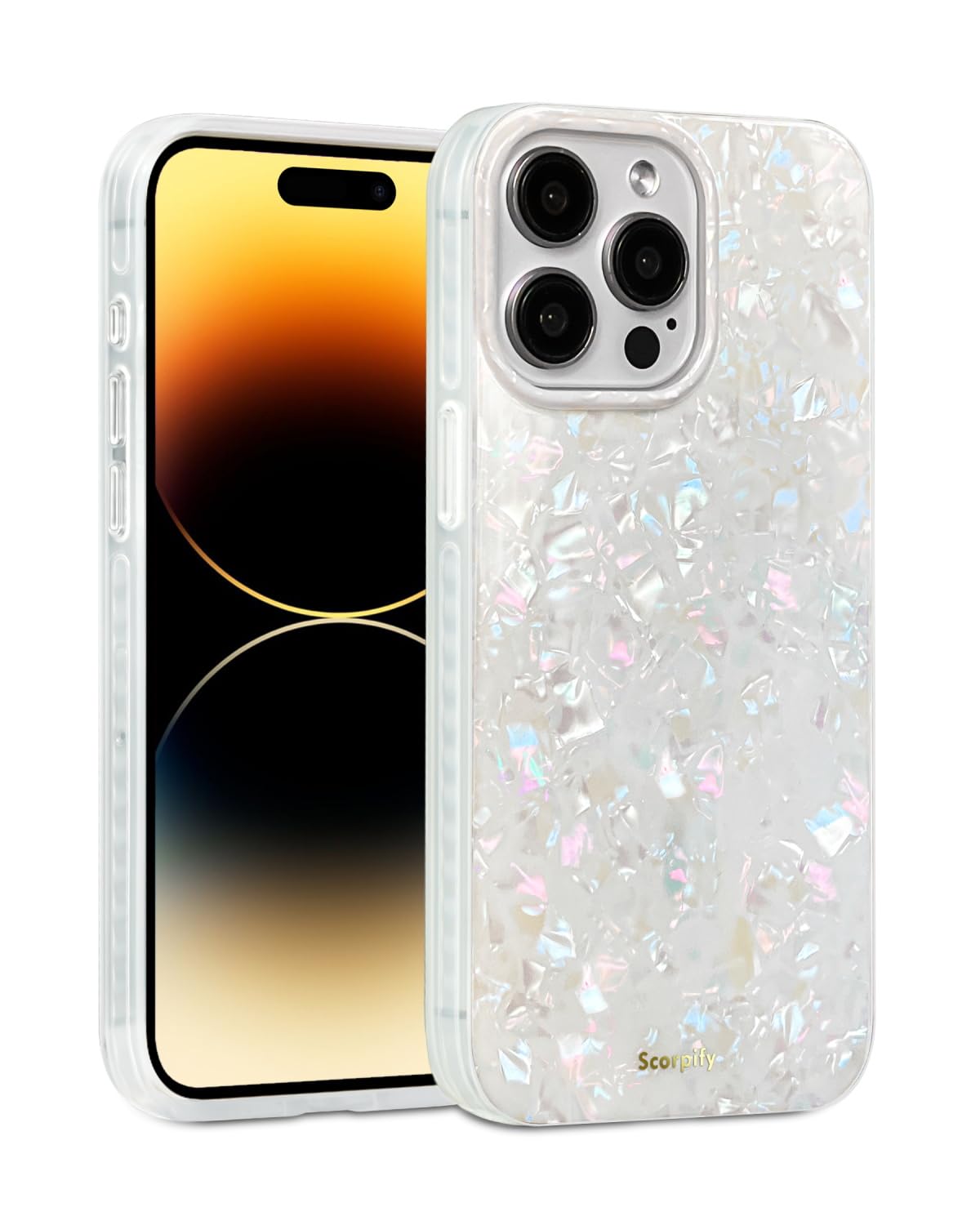 SCORPIFY for iPhone 15 Pro Case [Compatible with MagSafe] with Colorful Pearl Iridescent Design, Cute Clear Magnetic Phone Bumper for Women Girls, Stylish Slim Cover with Mother of Pearl Shell Pattern — image 1