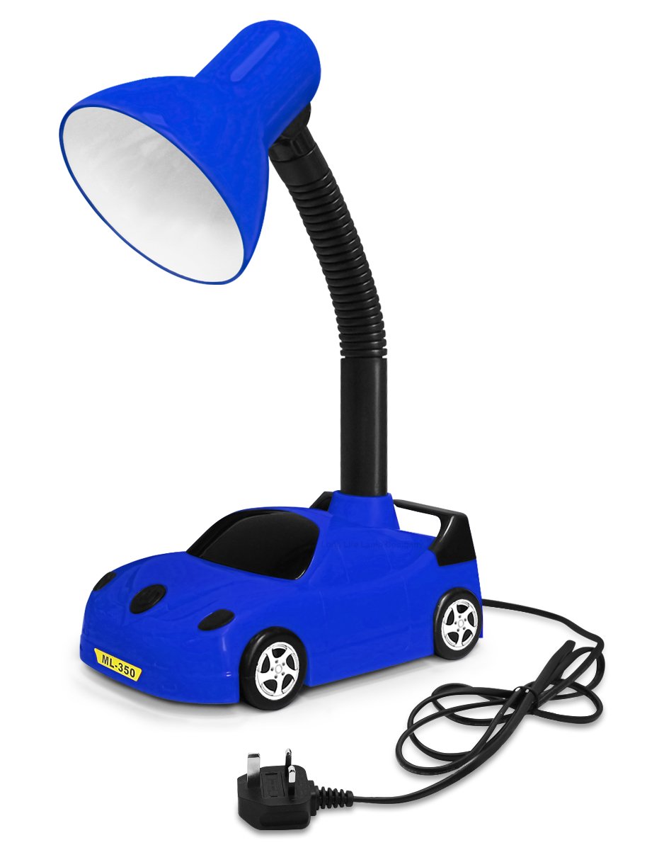 Racing Car Desk Lamp Flexible Blue and Black with LED Golf Ball Bulb 4w