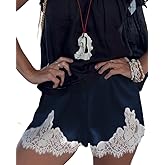 Women Satin Silk Lace Trim Shorts Silky Low Rise Boxer Shorts Y2k Teen Girls Cute Coquette Lounge Slip Bottoms