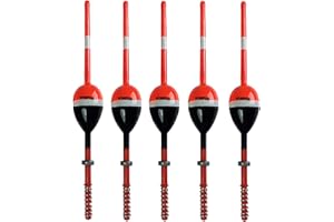 THKFISH Fishing Floats and Bobbers Balsa Wood Floats Spring Bobbers with Oval Slip Bobbers for Crappie Panfish Walleyes Fixed Bobber (1"X0.7"X6") (1.25"X0.75"X6") (2"X1.14"X5.86") 5pcs