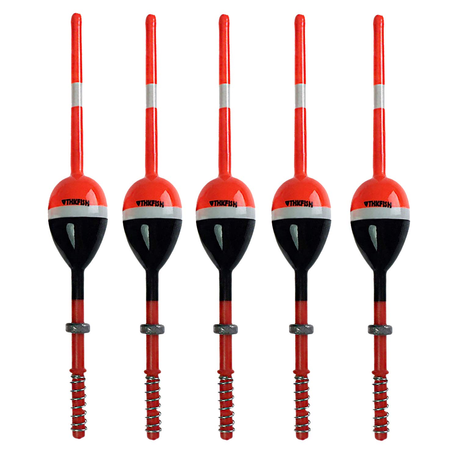 THKFISH Fishing Floats Fishing Bobbers Balsa Wood Floats Spring Bobbers Slip Bobbers for Crappie Panfish Walleyes 3.2cm*1.9cm*15.24cm 5pcs Red