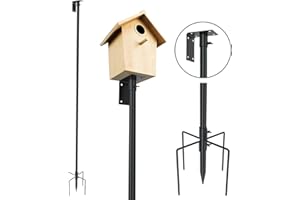 Bird Feeder Pole Mount Kit 80 Inch - Adjustable Hummingbird Feeding Bird House Pole Support Rod Universal Stand Set with 5 Pr