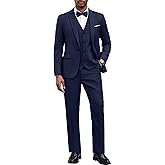 COOFANDY Men's 3 Pieces Suit Classic One Button Single Breasted Slim Fit Blazer Jacket Vest Pants Set Wedding Busines