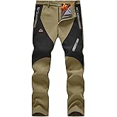 Rdruko Men's Snow Pants Waterproof Insulated Fleece Lined Ski Hiking Snowboard Winter Pants with Pockets