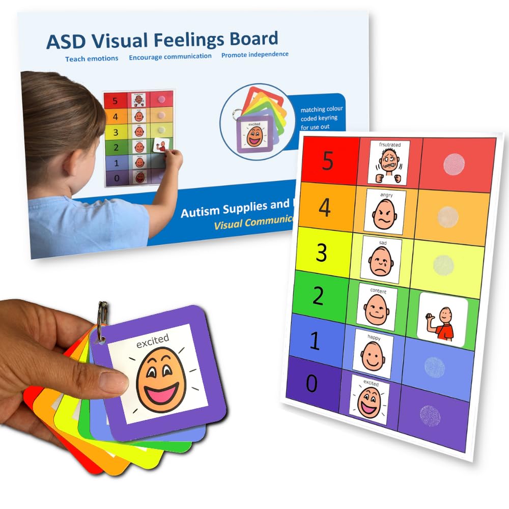 Colourful Feelings Chart for Children – 6 Emotion Cards Autism Lanyard – SEN - Autism Learning Resources – Nonverbal Communication - Visual Timetable — image 1