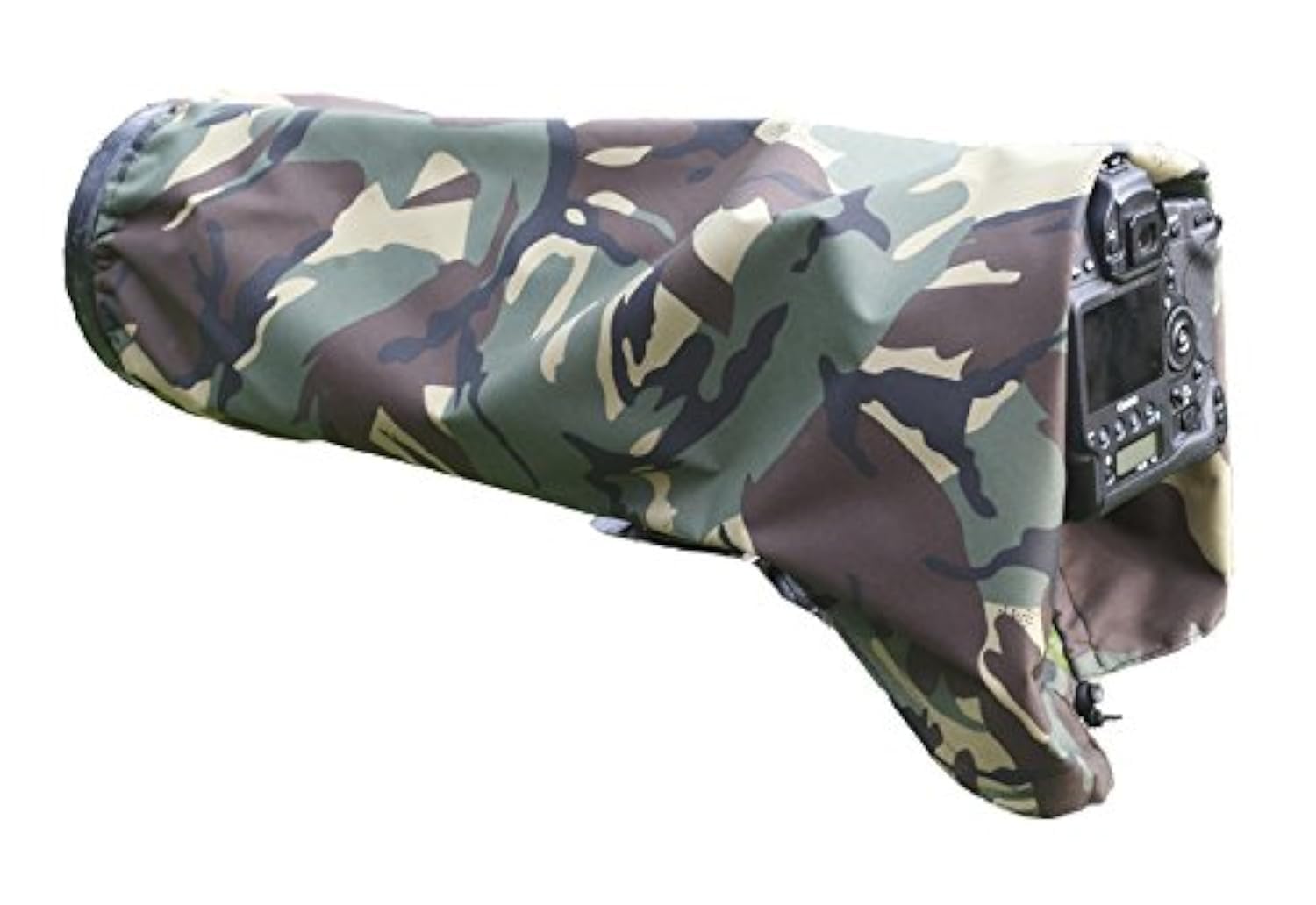Rainsleeve cover for camera lenses. Extra Large size in army DPM pattern material. Approx LENGTH SIZE is 82 CM.