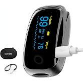 Rechargeable Pulse Oximeter Fingertip Oxygen Monitor Fingertip with SpO2 Pulse Rate and Fast Oximeter SpO2 Readings Outdoor Sports Home (Black)
