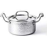 Boryenty Tri-Ply Stainless Steel Stock Pot,1.8 Quart Sauce Pan with Lid, Induction Pasta Pot for Soup, Gravies & Oatmeal, Fast Even Heating, 18/8 Interior, Oven & Dishwasher Safe, Double Loop Handles