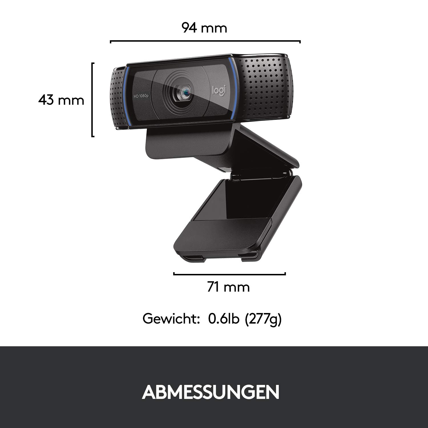 Logitech C920 HD PRO Webcam, Full-HD 1080p, 78° Sichtfeld, Autofokus, Klarer Stereo-Sound, Belichtungskorrektur, USB-Anschluss, Für Skype, FaceTime, Hangouts, etc., PC/Mac/ChromeOS/Android - Schwarz 8