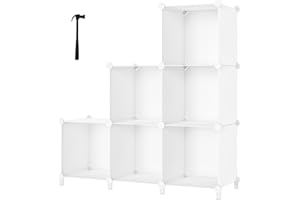 6 Cube Storage Shelf, Storage Bookcase Bookshelf with Metal Hammer, Storage Cubes Organizer Cabinet for Kids, Closet, Bedroom