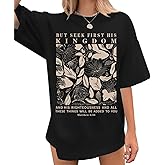 Migxsaf Oversized Christian Faith Shirts for Women Jesus Bible Verse Tshirts Wildflower Floral Boho Shirt Vintage Graphic Tee