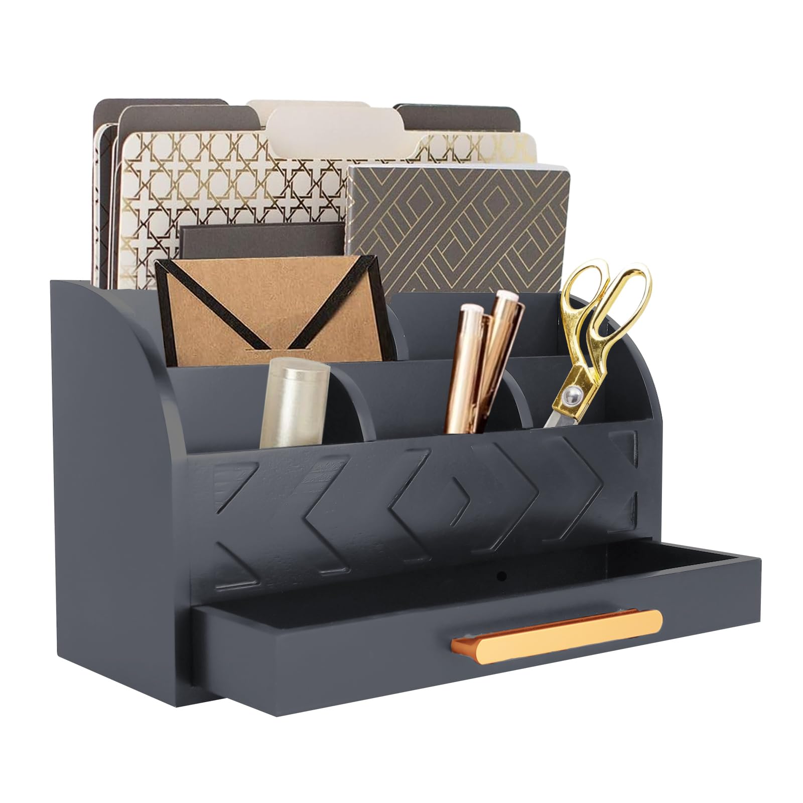 Photo 1 of ZALIOJI Wooden Desk Organizer Mail Organizer Countertop, Desktop Organizer Mail Sorter Mail Holder Bill Organizer for Desk, Desk Organizers and Accessories for Women (Black)