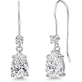 Gem Stone King 1.53 Cttw Lab Grown Diamond Dangle Earrings for Women | 14K White Gold | Pear Shape Center Diamond 0.70 Ct | IGI Certified | E-F Color | VS1-VS2 Clarity