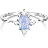 SHINYSO 925 Sterling Silver Ring Wedding Bands for Women Created Opal Engagement Promise Ring and Anniversary Eternity Rings Size 4-10