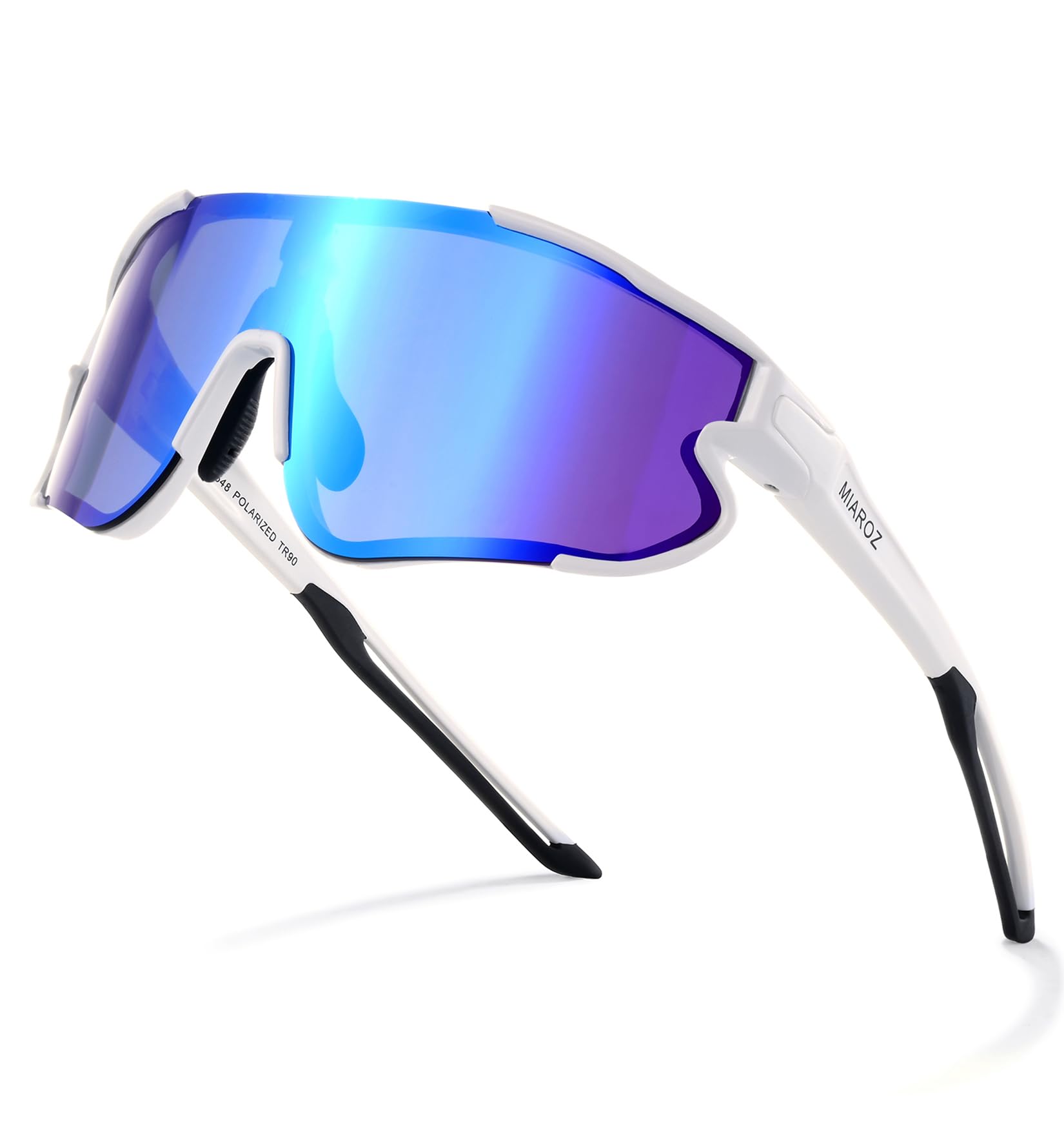 MIAROZ Sunglasses Polarized for Cycling Men Women: UV400 Protection Sun Glasses - for Outdoor Running Fishing Baseball (Blue/white)