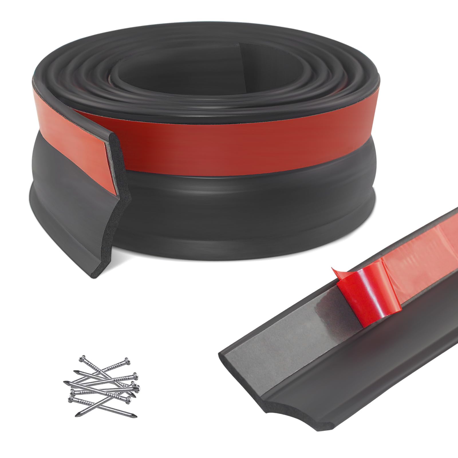 SDLDEER Universal Garage Door Seal 3m, Multipurpose Garage Door Rubber Seal Strip Weather Protection with Nails
