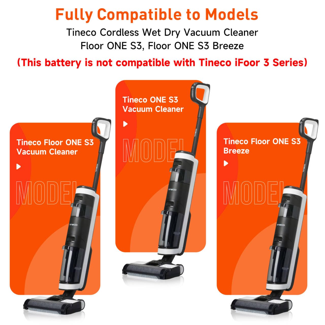 4500mAh/21,6V Nass-Trockensauger Akku für Tineco Floor ONE S3, Floor ONE S3 Breeze Cordless Wet Dry Vacuum Cleaner Batterie Lange laufzeit (1 Akku + 1 Pinsel + 3M-Klebeband) 2