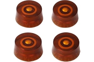 Banworks '60s Guitar Control Knobs 18-Spline Metric Knobs 6mm (15/64") 2 Tone and 2 Volume Speed Knobs Top Hat for Epiphone Les Paul SG Electric Guitars Pack of 4 JT/XN-02 Amber with White Numbers