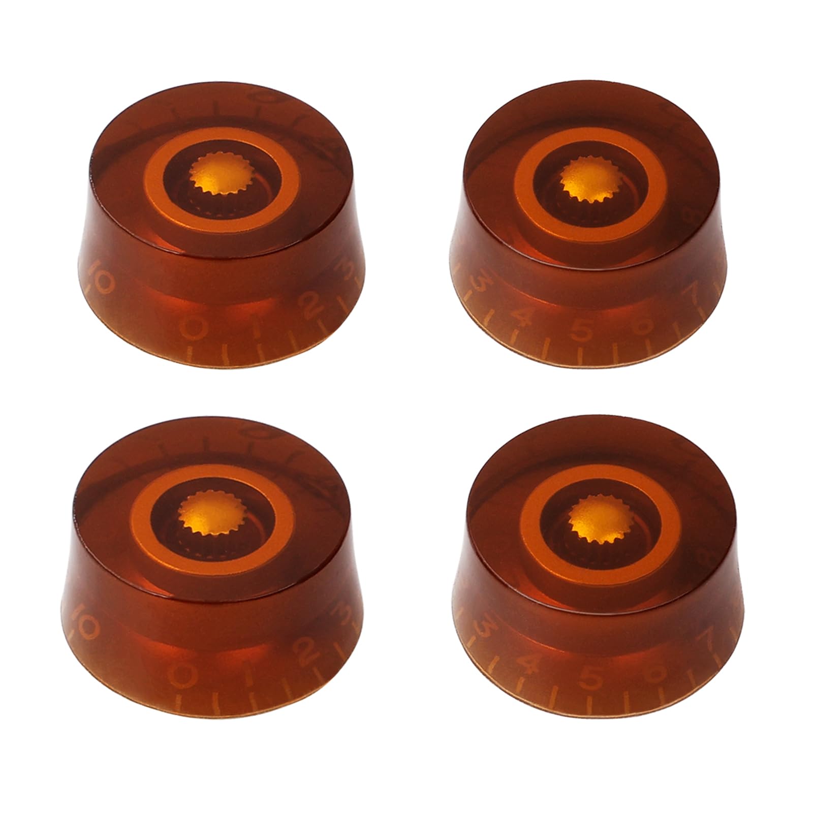 Banworks '60s Style Electric Guitar Control Knobs 2 Tone 2 Volume Speed Knobs Top Hat Metric 6mm (15/64") 18-Spline for Epiphone Les Paul SG Electric Guitars Pack of 4 JT/XN-02 Amber White Numbers