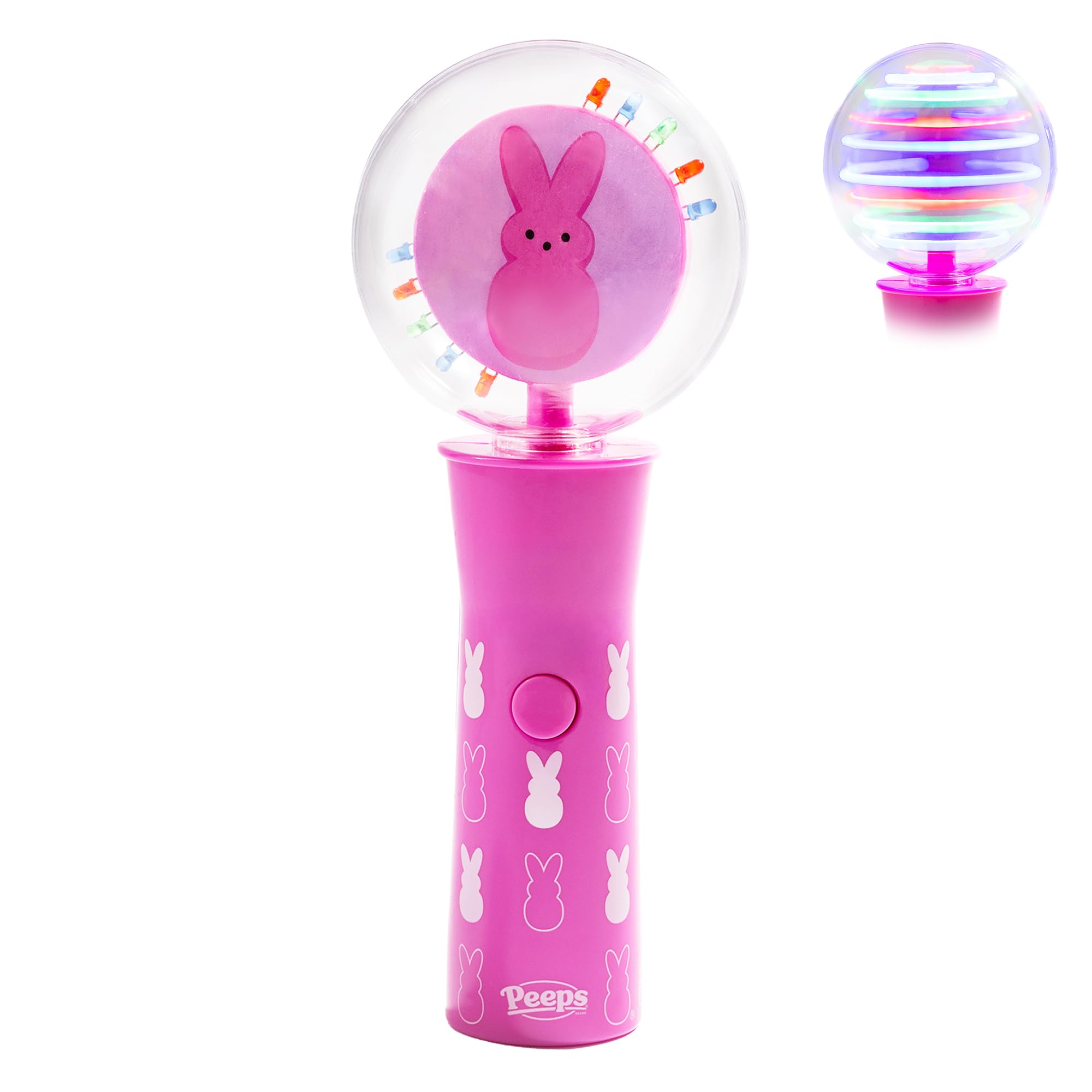 Light-Up Jumbo Spinner Toy – LED Spinning Wand with Flashing Lights, Spring Party Favor Gift for Kids, Peeps Easter Pink Bunny