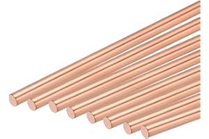 MECCANIXITY 8 Pack Pure Copper Round Rod 5mm/0.2 Inch Diameter 200mm/8 Inch Length Solid Copper Rod Lathe Bar Stock for DIY M