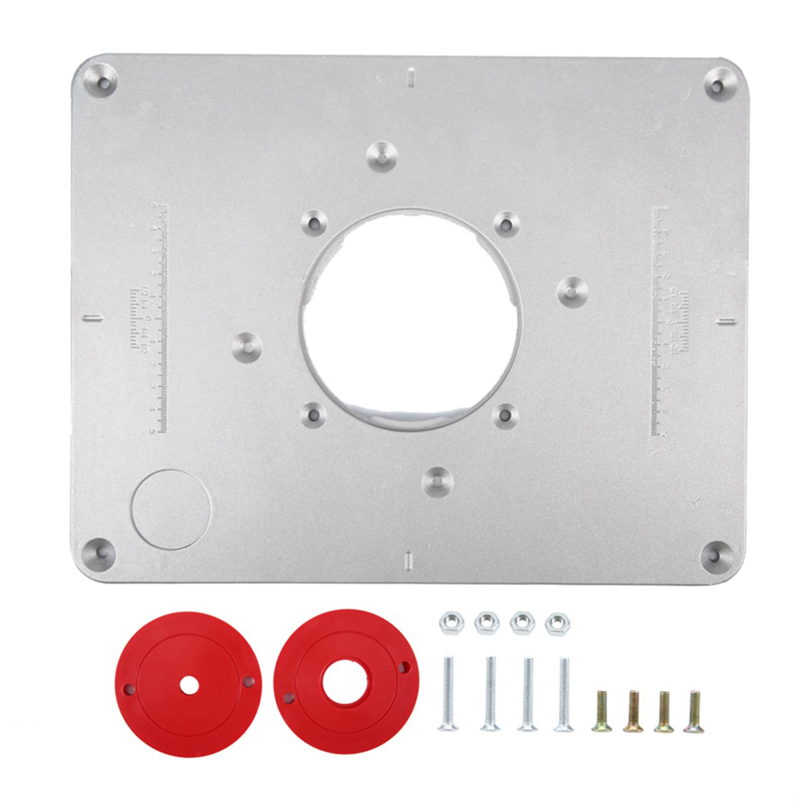 Smandy Aluminum Alloy Router Table Insert Plate with Insertion Ring, 11.81 x 9.25 x 0.37 inch