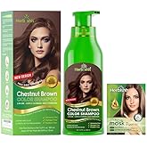 Herbishh Color Shampoo for Gray Hair Coverage (Chestnut Brown) –Hair Dye 3-in-1 Shampoo- Colors in Minutes – Lasts Up To 2-3 Weeks – 500 mL – Ideal for Men & Women