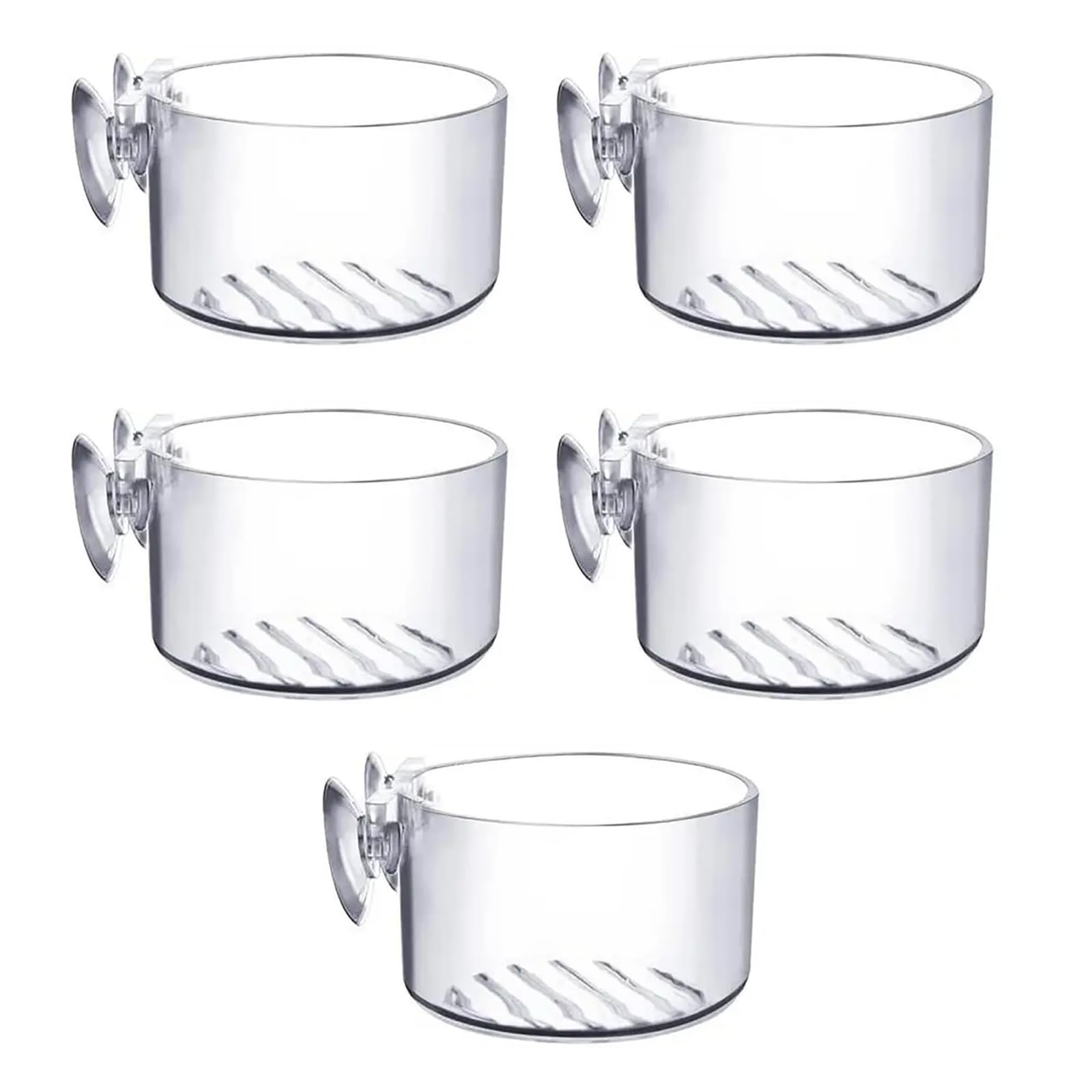 5 PCS Aquarium Plant Holder Suction Cups, Aquatic Plant Cup Pot Acrylic, Aquarium Feeding Bowl for Shrimp and Fish, Aquarium Red Worm Fish Feeder Flat Bottom, 4.8 x 3 cm