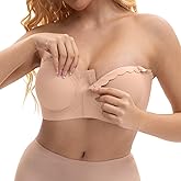KUTECOMBO Wireless Strapless Bra for Women Front Closure Smoothing Padded Bandeau Bralette