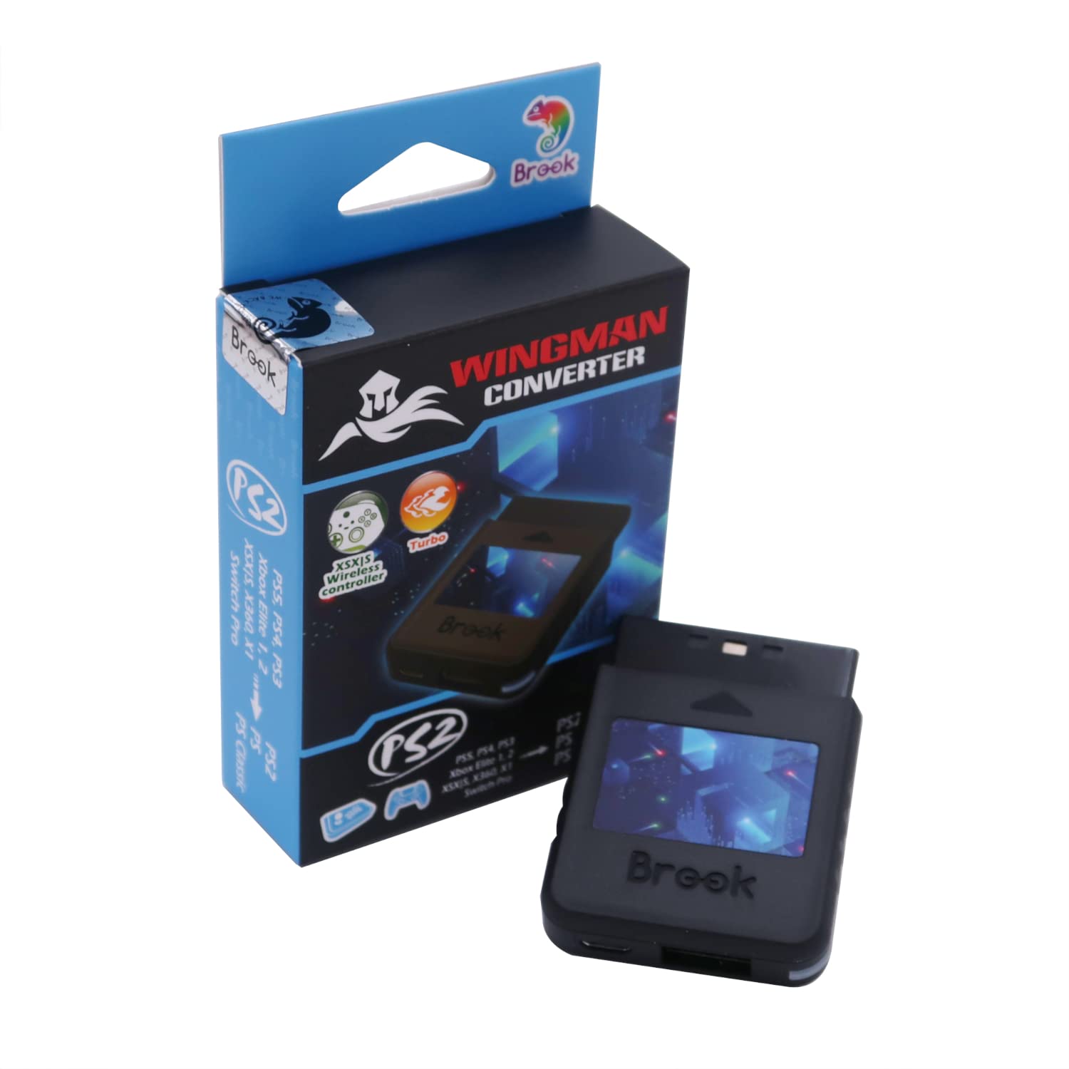 Brook Wingman PS2 Converter Game Controller Adapter for Xbox 360/Xbox One/XSX|S/Xbox Elite 1&2/PS5/PS4/PS3/Switch Pro to PS2/PS/PS Classic, Plug and Play, Low Latency Gaming Accessory