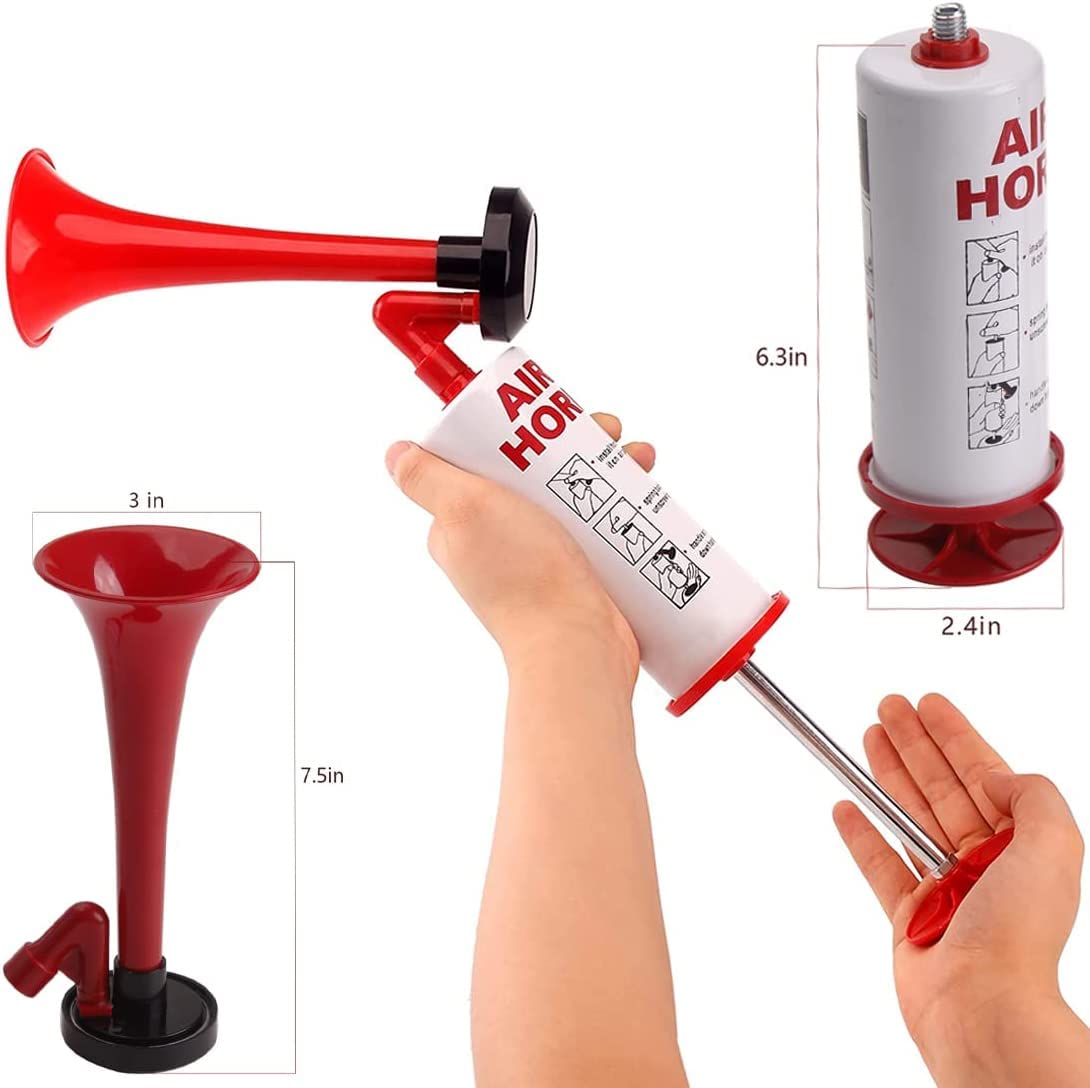 Reusable Air Horn, BANHAO Aluminum Handheld Air Pump Horn Loud Safety Horn for Boats Cars Noise Maker Handheld Air Horn 2pcs