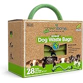 Greenbone BioBase Green Dog Poop Bag Refills: 28 Rolls - 336 Bags with Dispenser and Rope Toy Handle- Dog Gift Set