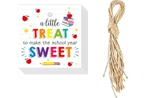 Aisosiks Back to School Decorations, First Day of School Sweet Treat Tags, 40pcs White Square Tags