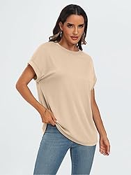 AUTOMET Womens Summer Tops Oversized Short Sleeve